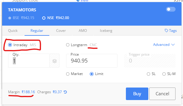 MIS - Management Information System (Intraday)