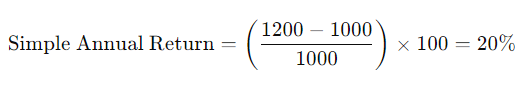 Simple Annual Return calculation by formula example 